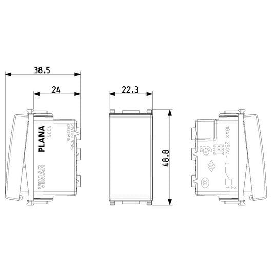 Vimar deviatore bianco 1p 10 ax 250 v max 100 w per lampade con alimentatore integrato lluminabile tasto sostituibile