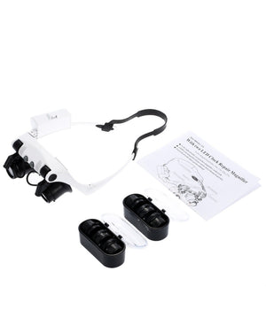 Visiera Occhiali Lente Ingrandimento Precisione Con 2 Led 4 Lenti Luce 9892gj-3a         