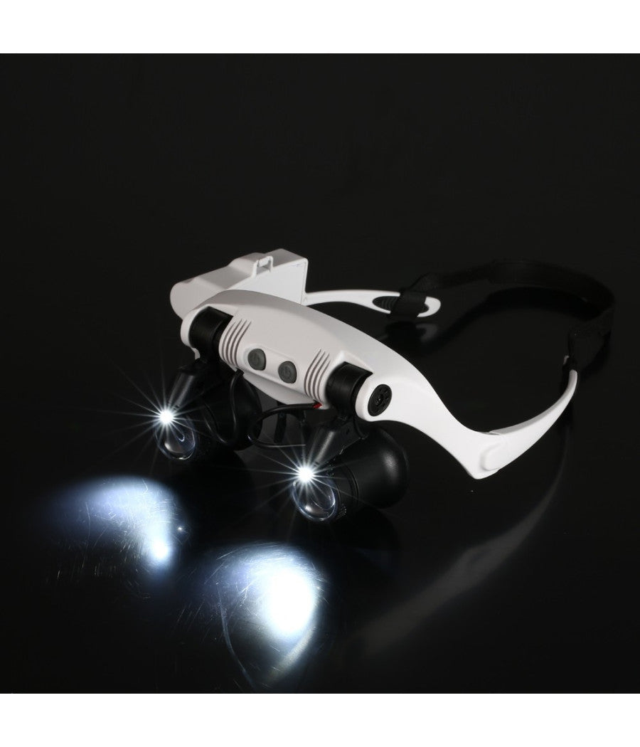 Visiera Occhiali Lente Ingrandimento Precisione Con 2 Led 4 Lenti Luce 9892gj-3a         