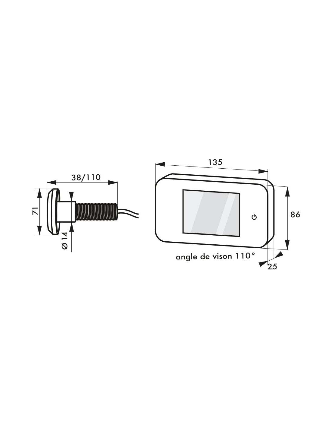 Spioncino visore digitale 120° con campanello per porta d'ingresso, visione notturna  - THIRARD