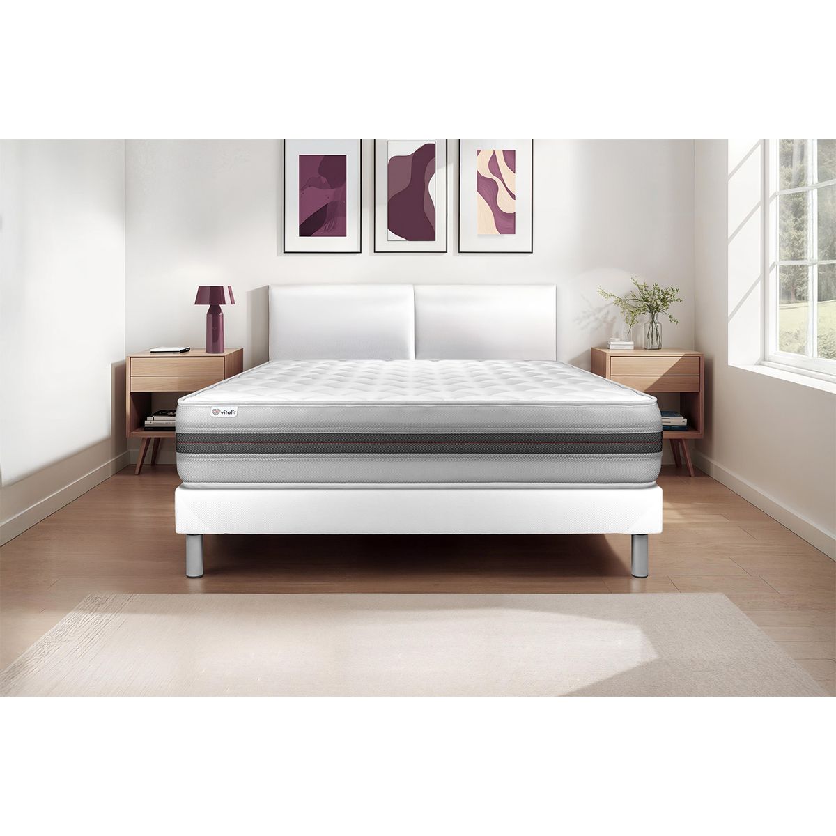 Letto con materasso VITALMEMO BACK 120 x 190 cm Rete kit Bianco
