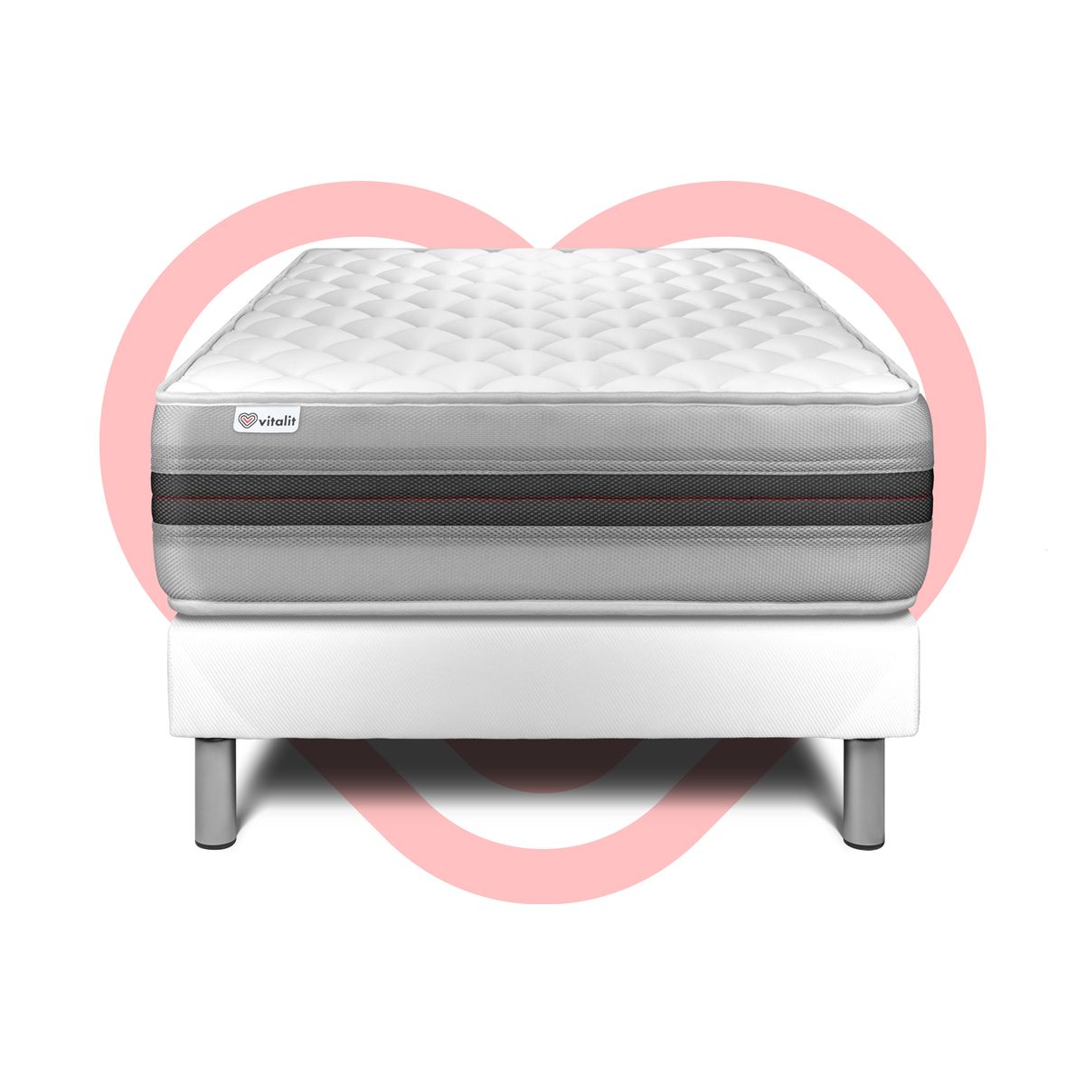 Letto con materasso VITALMEMO BACK 120 x 190 cm Rete kit Bianco