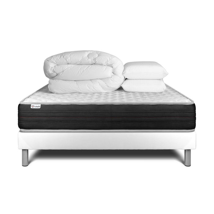 Pacchetto letto completo - Materasso 160x200cm + Box spring con doghe (kit) + 2 cuscini + Piumino - Vitalmemo One