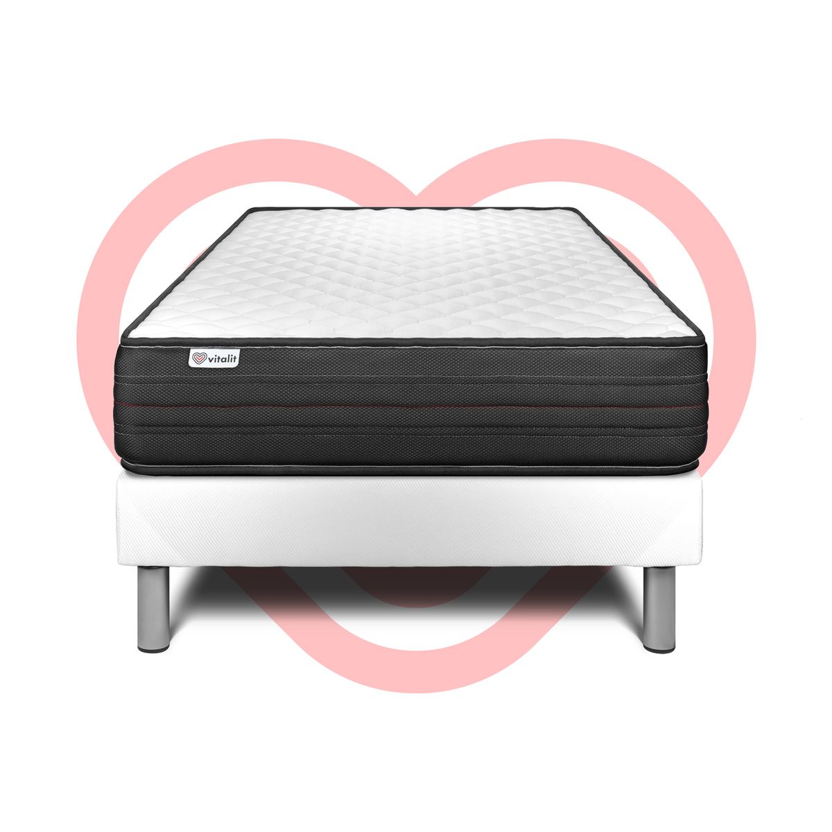 Letto con materasso VITALPOWER 120 x 190 cm Rete kit Bianco