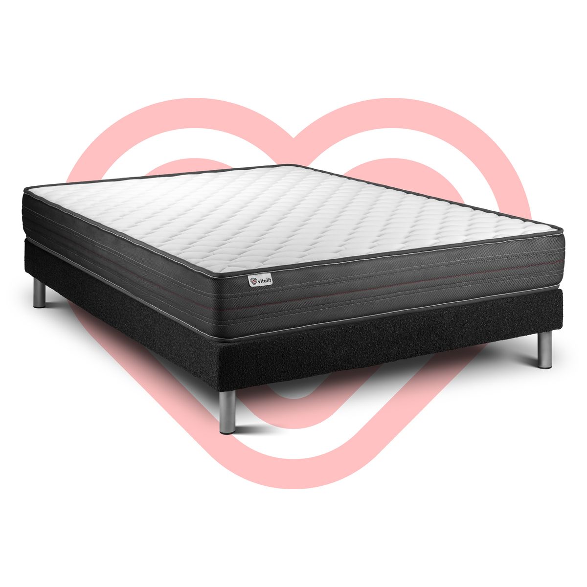 Letto con materasso VITALPOWER 130 x 200 cm Rete Kit Nero