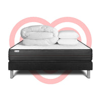 Pacchetto letto completo - Materasso 140x200cm + Box spring con doghe (in kit) + 2 cuscini + Piumino - Vitalpower