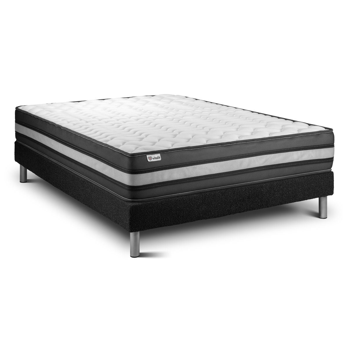 Letto con materasso VITAL POWER ZEN 130 x 200 cm Rete Kit Nero