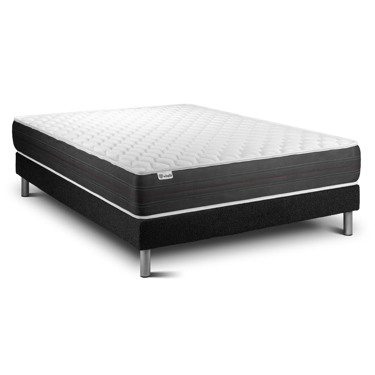 Letto con materasso VITAL SPRING 130 x 200 cm Rete Kit Nero