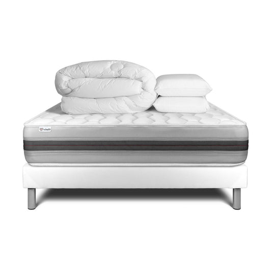 Pacchetto letto completo - Materasso 140x200cm + Box spring con doghe (in kit) + 2 cuscini + Piumino - Vitalspring Recover