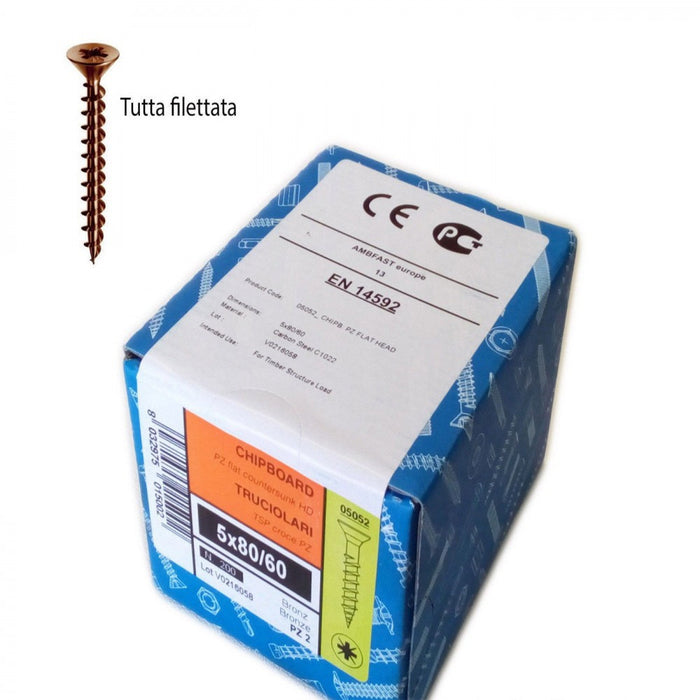 Vite 3,5x10mm - 1000pz tps testa conica bronzata per legno truciolare