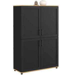 IDMarket - VITO Aparador de 2 puertas, negro y efecto haya H. 125 cm