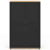 IDMarket - VITO Aparador de 2 puertas, negro y efecto haya H. 125 cm