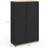IDMarket - VITO Aparador de 2 puertas, negro y efecto haya H. 125 cm
