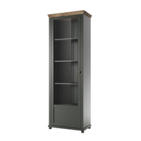 Vetrina 1 porta collezione ASSIA. Colore verde e rovere. Apertura a sinistra.