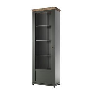 Vetrina 1 porta collezione ASSIA. Colore verde e rovere. Apertura a sinistra.