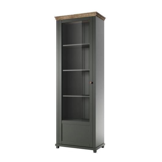 Vetrina 1 porta collezione ASSIA. Colore verde e rovere. Apertura a sinistra.