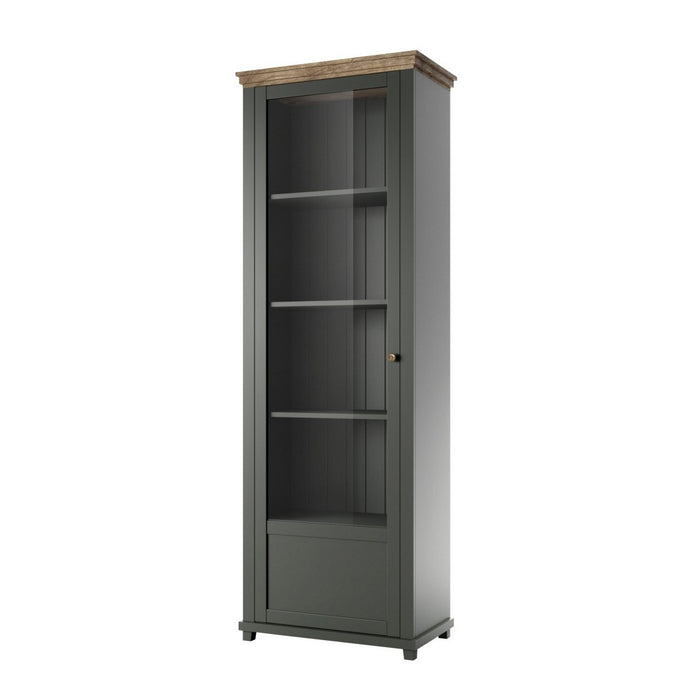 Vetrina 1 porta collezione ASSIA. Colore verde e rovere. Apertura a sinistra.