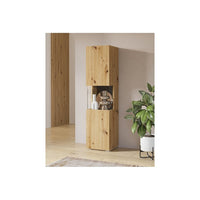 Vetrina 1 porta parzialmente vetrata collezione EVA. Colore quercia e nero.