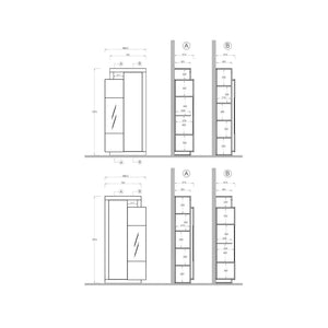 Vetrina 2 porte collezione DOMI. Colori grigio antracite e rovere scuro.