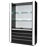 Vetrina argenteria credenza LINA nera e bianca con LED - 4 porte a battente