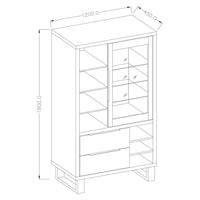 Vetrina, argenteria, credenza MILO. Color rovere e finiture nere. Mobile ideale per la tua sala da pranzo.