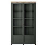 Vetrina larga a 2 porte collezione ASSIA. Colore verde e rovere.