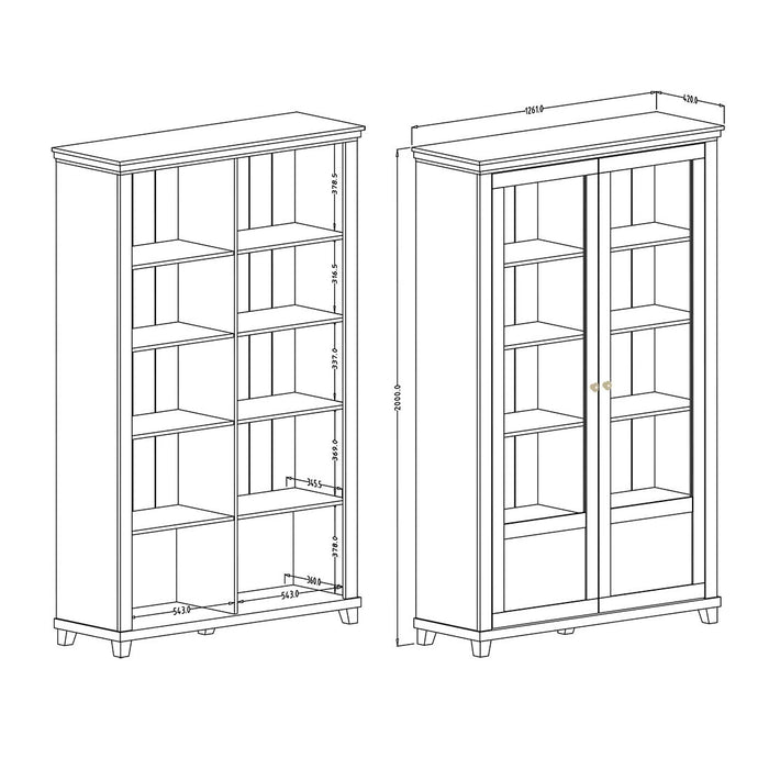 Vetrina larga a 2 porte collezione ASSIA. Colore verde e rovere.