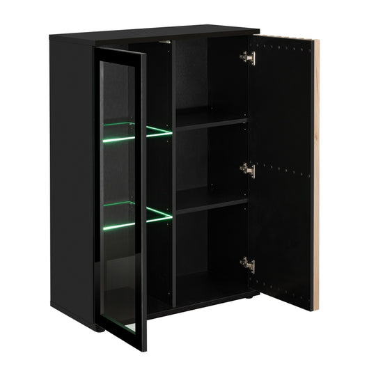 Vetrina bassa design collezione DEAN - 2 porte con illuminazione LED integrata
