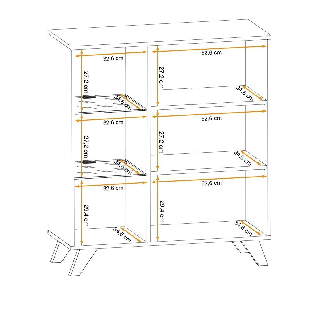Vetrina bassa design NIELSEN – 2 porte con illuminazione LED integrata