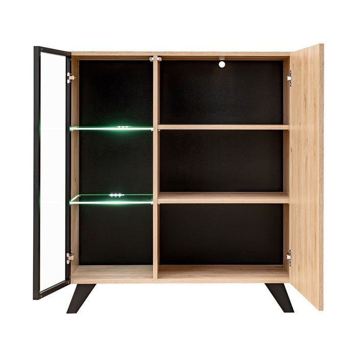 Vetrina bassa design NIELSEN – 2 porte con illuminazione LED integrata
