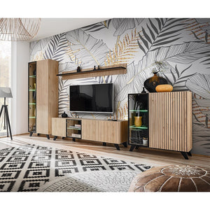 Vetrina bassa design NIELSEN – 2 porte con illuminazione LED integrata