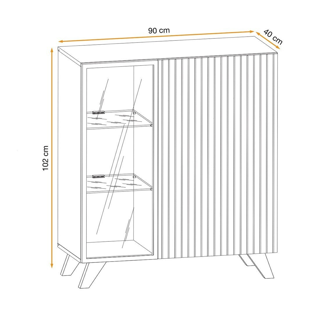 Vetrina bassa design NIELSEN – 2 porte con illuminazione LED integrata