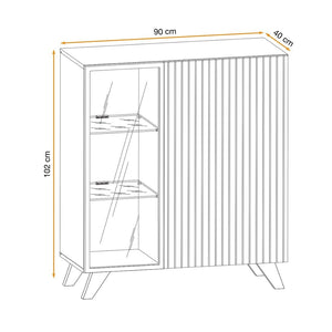 Vetrina bassa design NIELSEN – 2 porte con illuminazione LED integrata