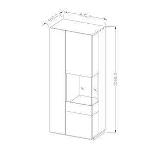 Vetrina collezione KILES colore grigio antracite e rovere. Modello vetrina a destra.