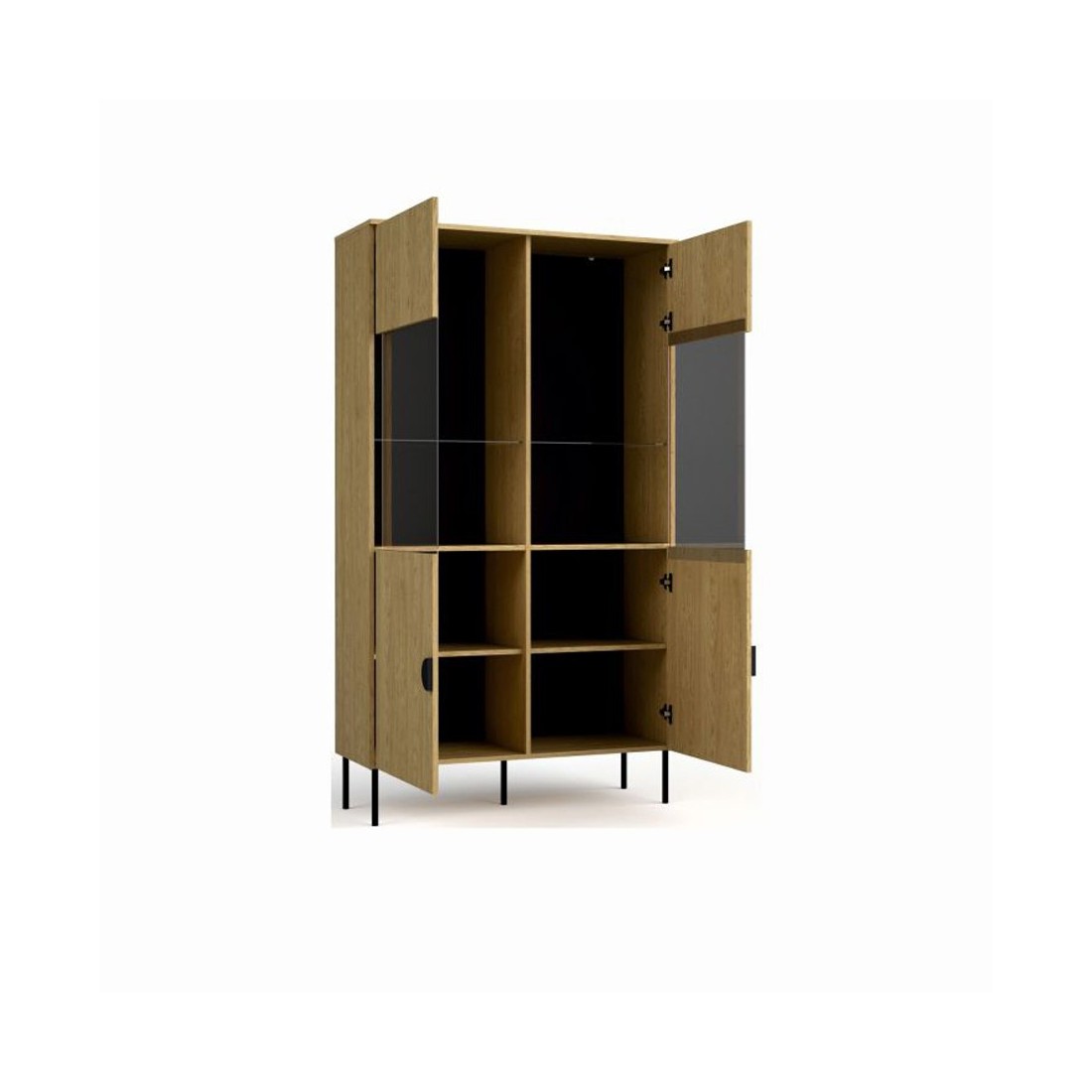 Vetrina color quercia con porte in vetro - Collezione MONDO