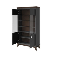 Vetrina design 2 porte collezione PALACE. Colori grigio e rovere scuro.