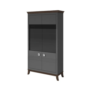 Vetrina design 2 porte collezione PALACE. Colori grigio e rovere scuro.