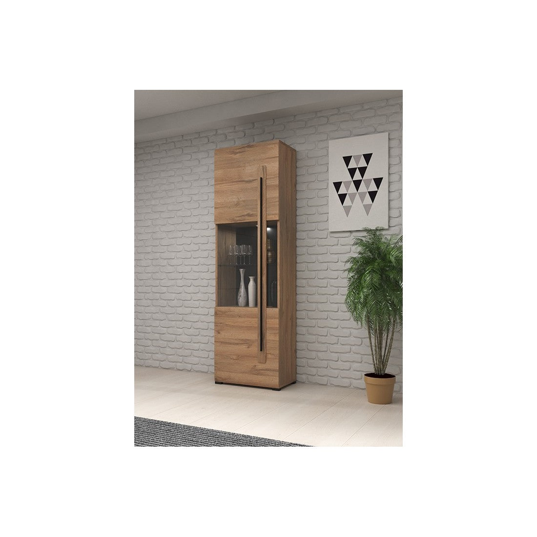 Vetrina design con LED integrato collezione BREDA colore quercia.