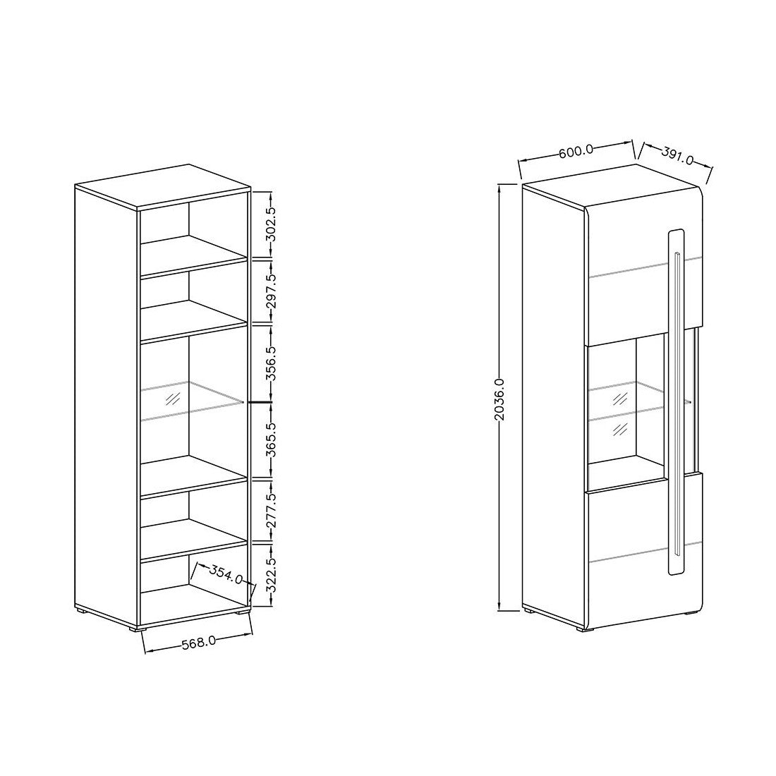 Vetrina design collezione BREDA colore rovere