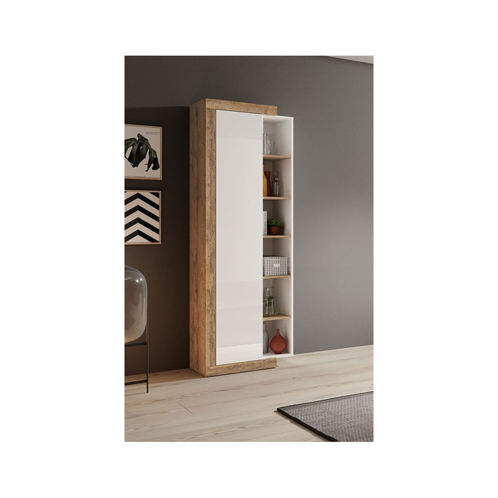 Vetrina design colore rovere e bianco lucido collezione SINATRA.