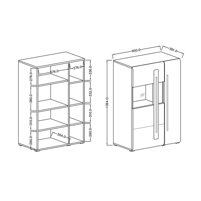 Vetrina design XL collezione BREDA. Colore quercia