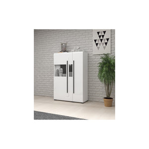 Vetrina design XL collezione BREDA. LED inclusi. Colori bianco opaco e bianco lucido.