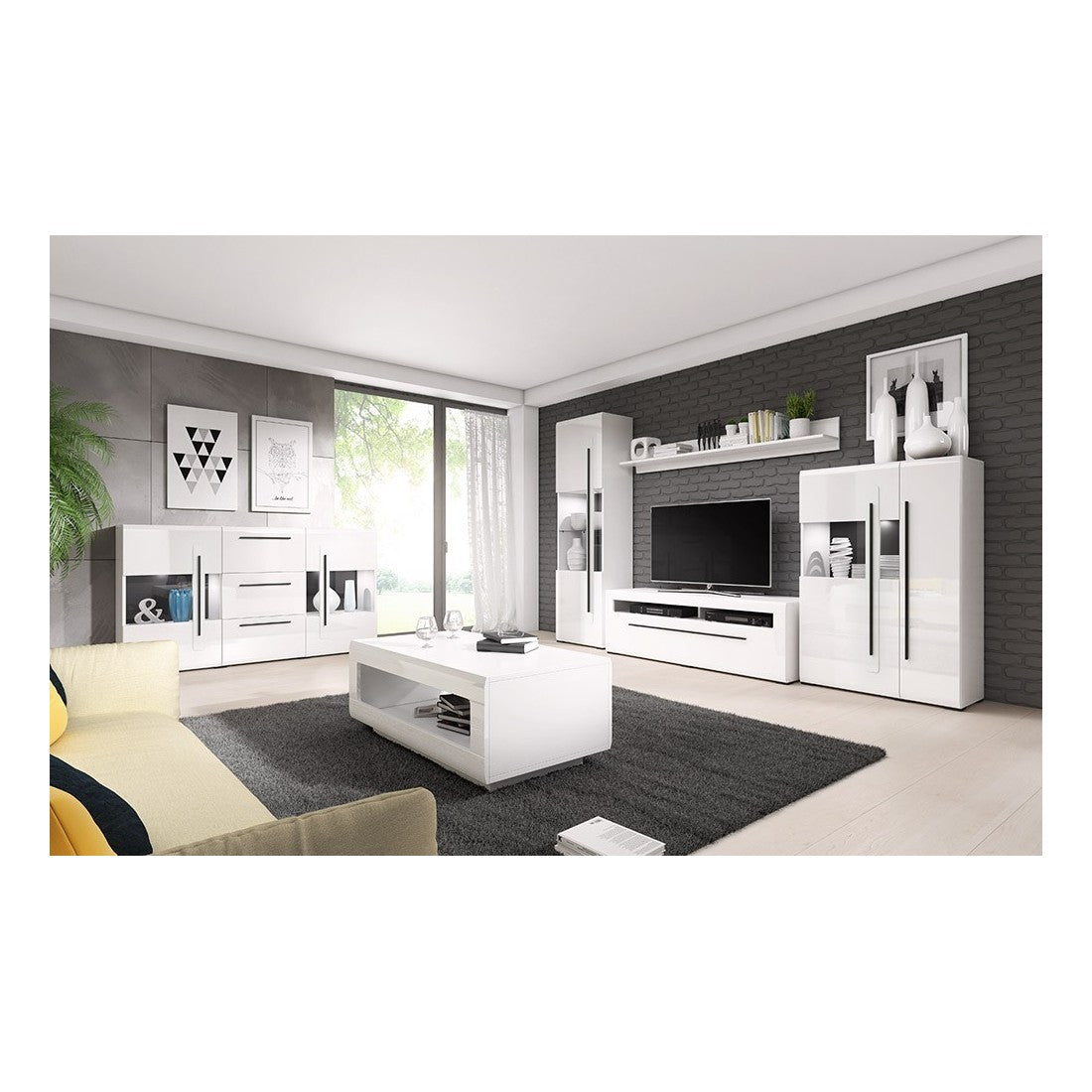 Vetrina design XL collezione BREDA. LED inclusi. Colori bianco opaco e bianco lucido.