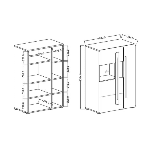 Vetrina design XL collezione BREDA. LED inclusi. Colore rovere.