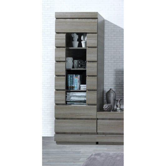 Vetrina DUCAL - 1 Porta - Colore Effetto Legno Grigio - 60 x 50 x 185 cm