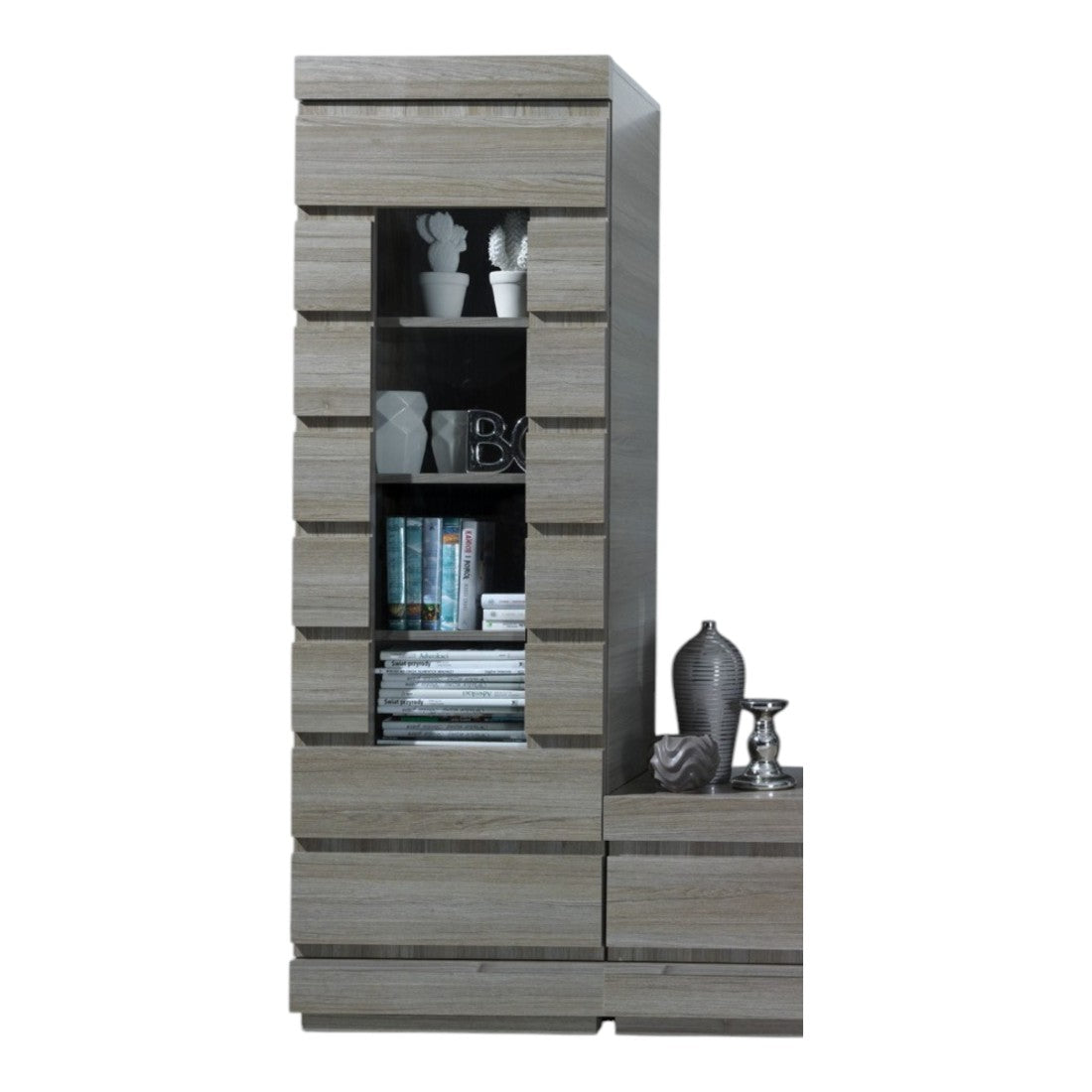 Vetrina DUCAL - 1 Porta - Colore Effetto Legno Grigio - 60 x 50 x 185 cm