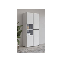 Vetrina alta 2 porte collezione HAVANA con LED integrato. Colori bianco e nero.