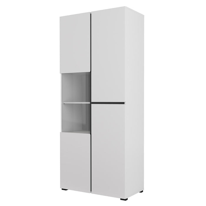 Vetrina alta 2 porte collezione HAVANA. Colori bianco e nero.