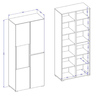Vetrina alta 2 porte collezione HAVANA. Colori rovere e nero.
