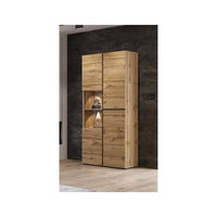 Vetrina alta 2 porte collezione HAVANA. Colori rovere e nero.